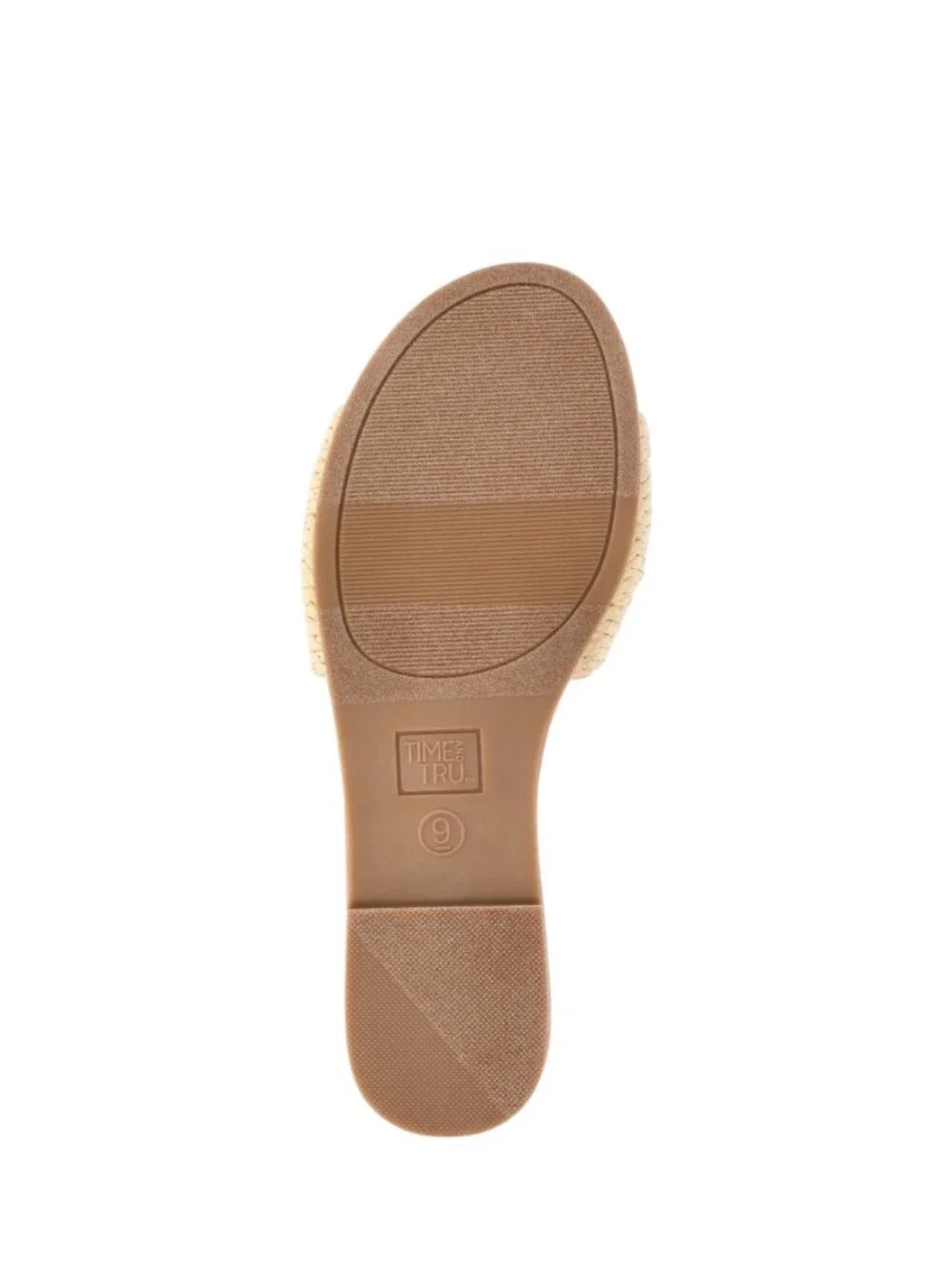 Time and Tru Raffia Knot Slide Sandals Size 6 Natural Woven Flat New NWT